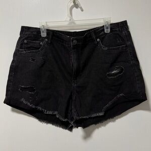 Aerie Black Distressed Denim Shorts | Size XL